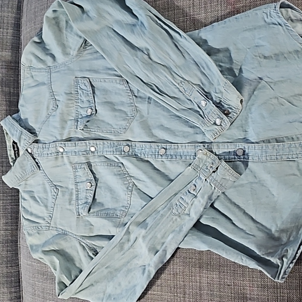 Light jean button up shirt